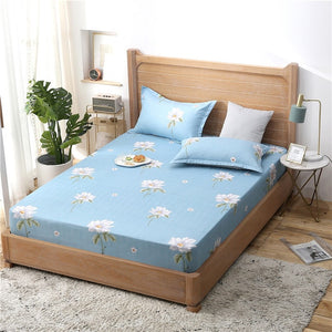 Blue Meteor Shower Star Printed Fitted Sheet 1pc Polyester Mattress Cover with Elastic Rubber Band Twin Full Queen King BedSheet