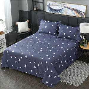Striped Print 1 PC Bed Linens Flat Bed Sheet Plain Printed For Single/ Double Bed Twin Queen King Size Bedsheets FS02