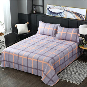 Striped Print 1 PC Bed Linens Flat Bed Sheet Plain Printed For Single/ Double Bed Twin Queen King Size Bedsheets FS02