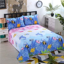Load image into Gallery viewer, 1pcs Polyester Four Seasons Flat Bedsheet Blue Night Sky Printed Bedding Fitted Sheet Mattress Cover Bed Sheet Bedspreads Cover