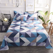 Load image into Gallery viewer, Colorful twin flat sheets king size pretty geometric plaid bed sheets queen size bed lines multicolor grids bedsheet #/L